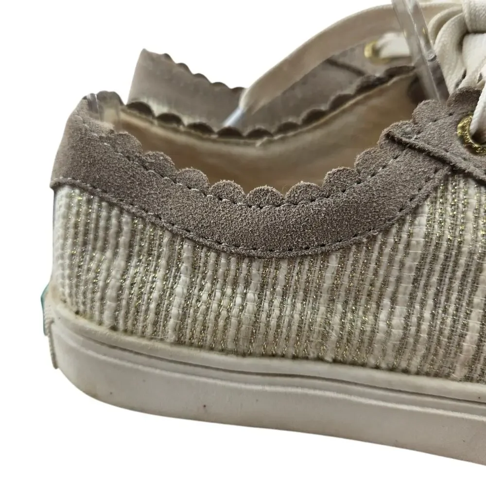 Jack Rogers Teagan Sneakers Womens 7 Low Top‎ Beige Cream Metallic Gold Tweed